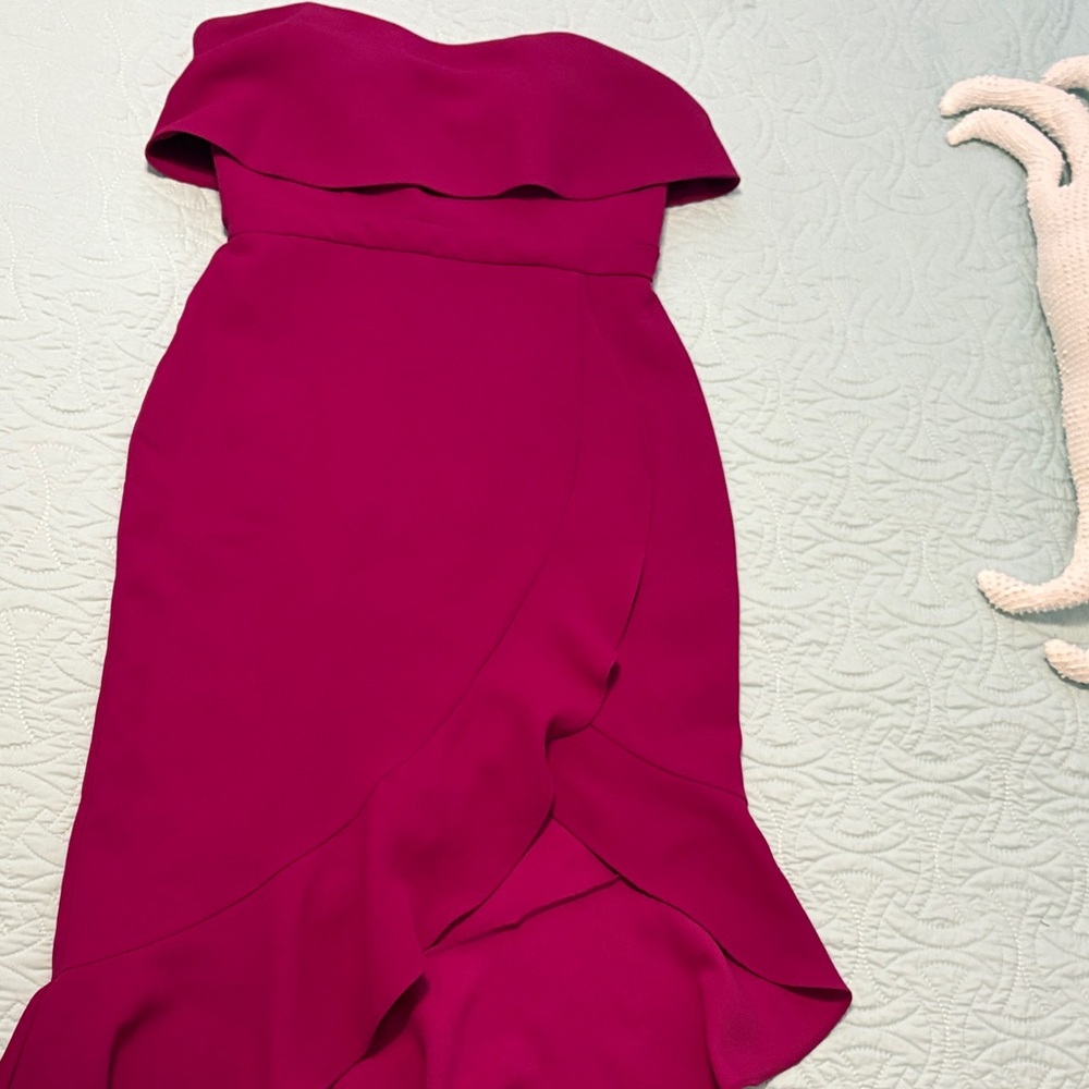 Xscape Strapless Magenta Dress